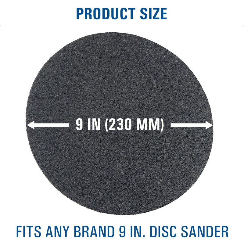 Starcke 9 inch Sanding Discs Hook and Loop Round Sand Paper Discs 24 Grit, 25 Pack Black Silicone Carbide No Hole Hook and Loop Sanding Disc, Orbital Sander Pads for Wood,Auto Body, Paint & Plastics - Image 4